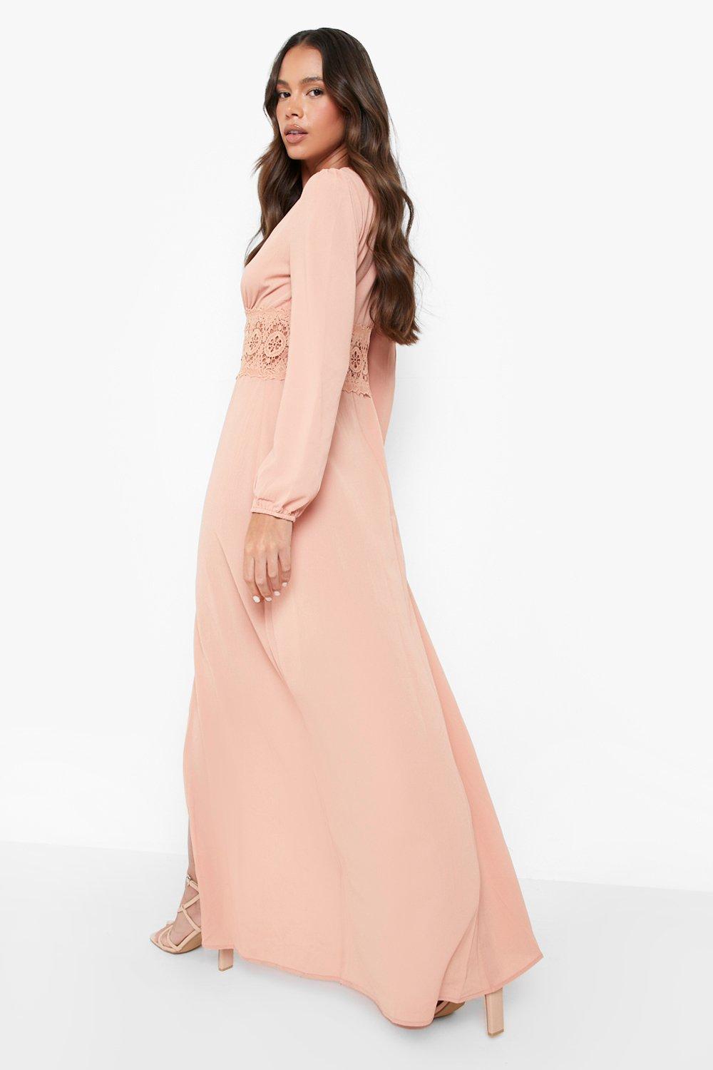 Lace waist 2025 button maxi dress