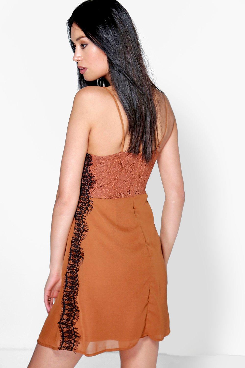 Boutique Emma Eyelash Lace Chiffon Mini Slip Dress boohoo