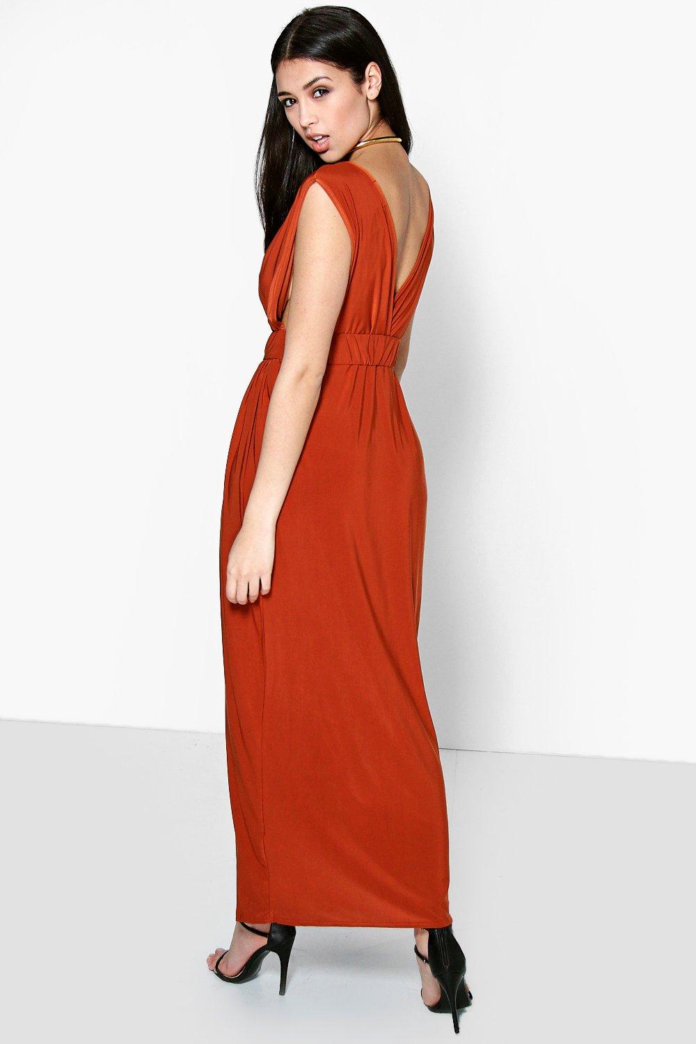 plunge neck maxi dress