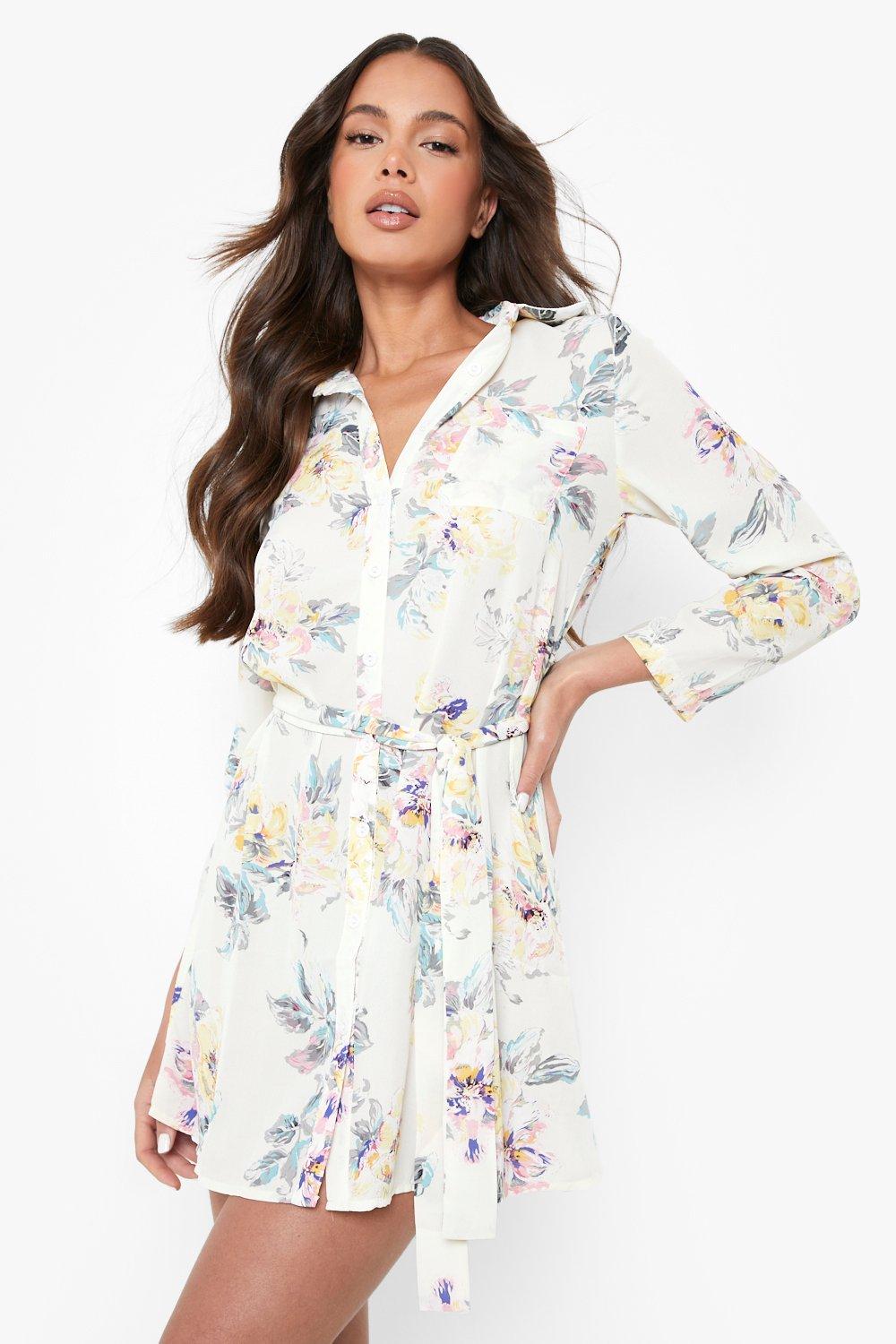 Boohoo floral outlet shirt dress