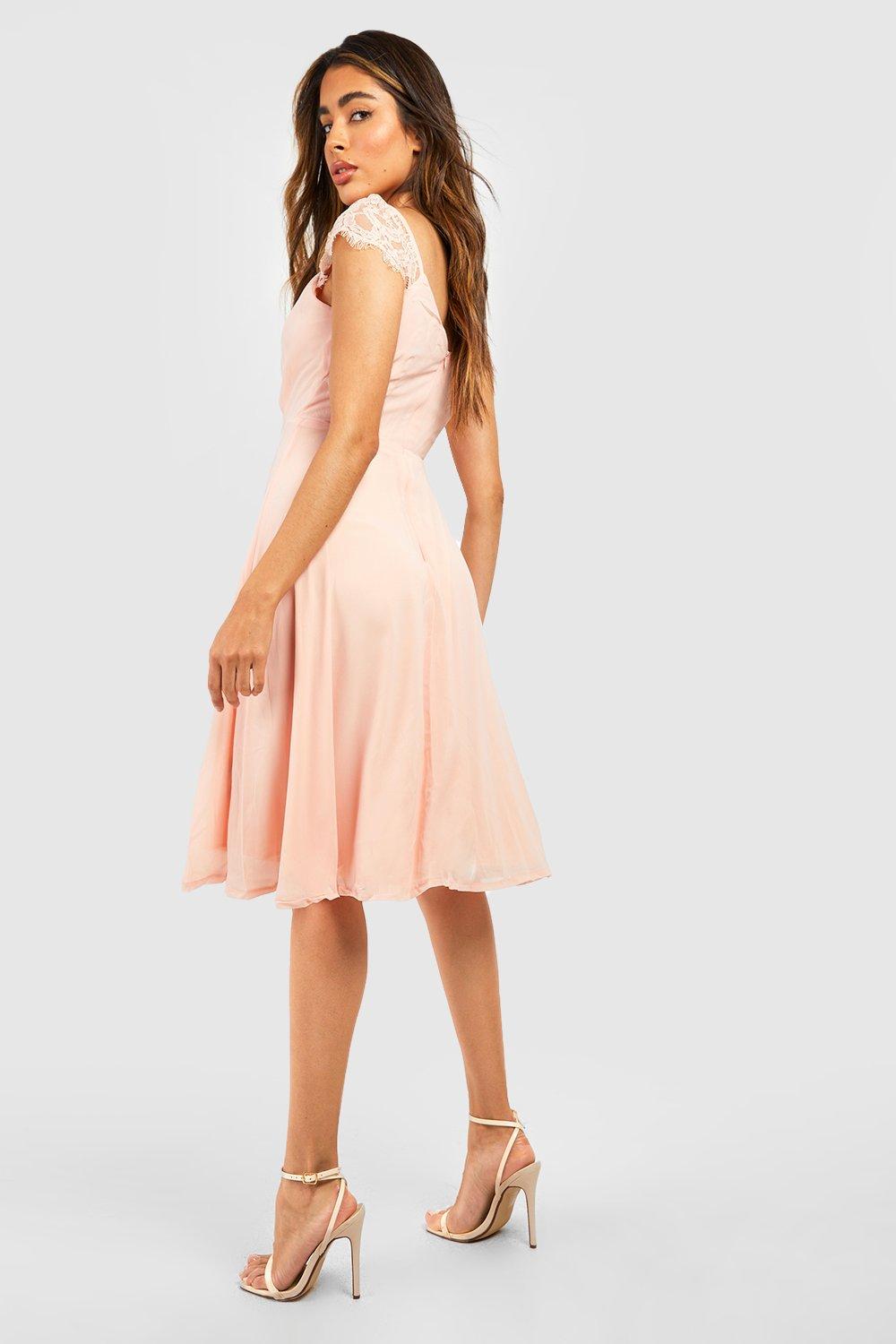 boohoo lace top chiffon skater dress