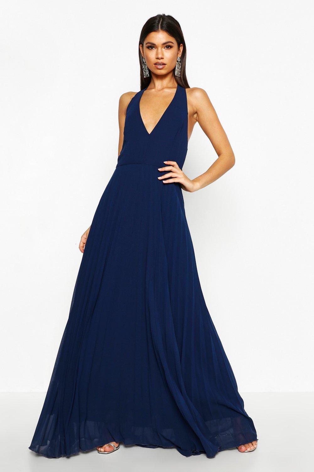 boohoo blue bridesmaid dress