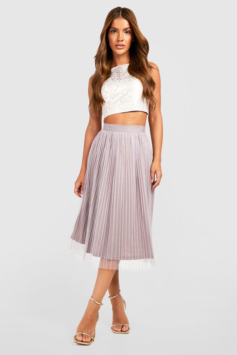 Ensemble avec top jacquard et jupe mi longue en tulle boohoo