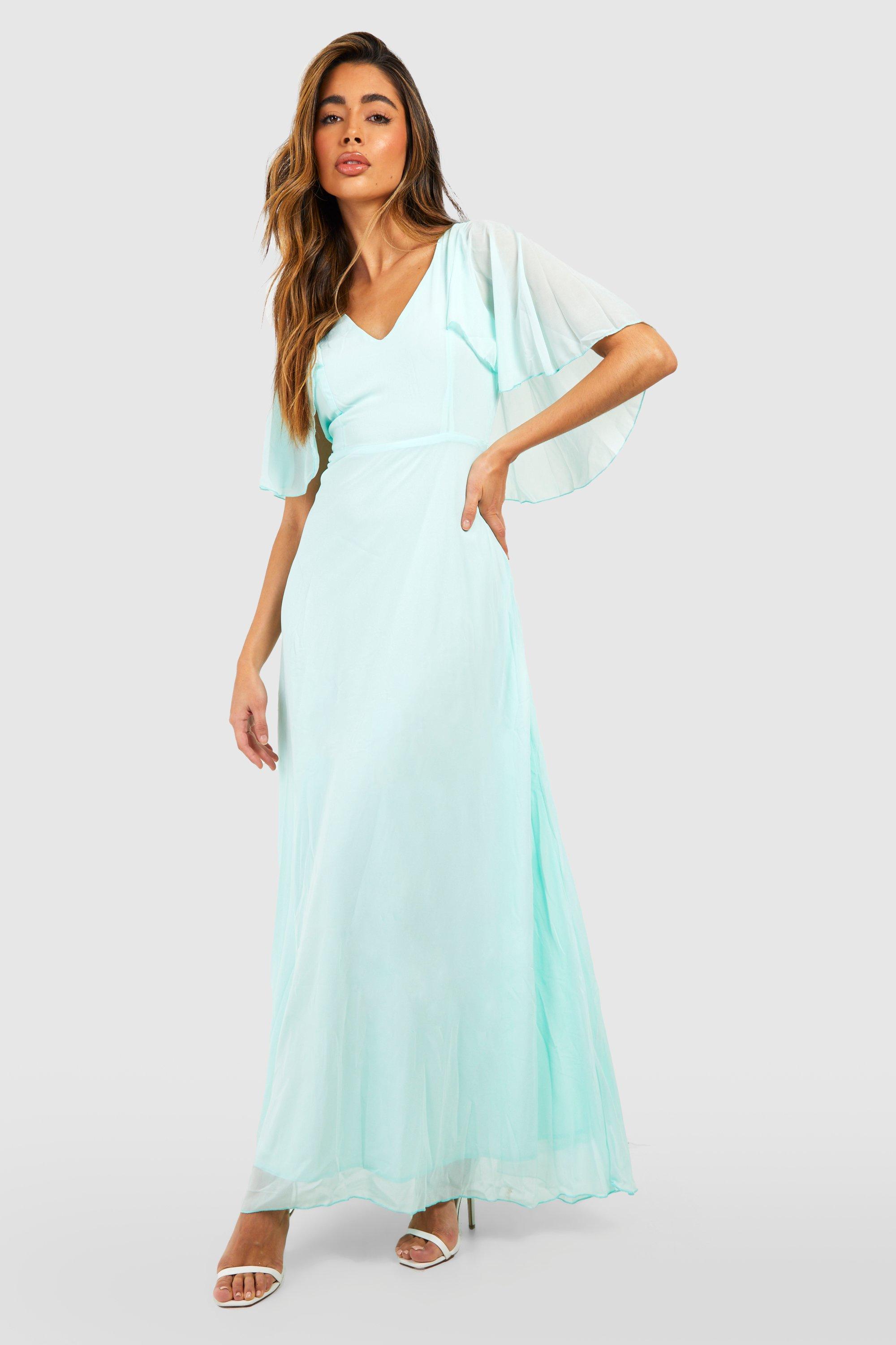 cape sleeve bridesmaid dress