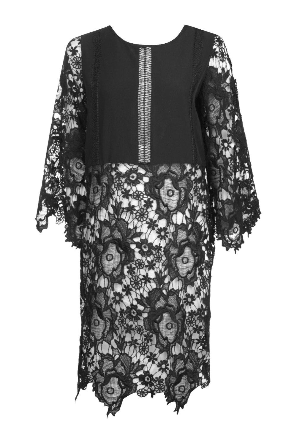 black lace kimono sleeve dress