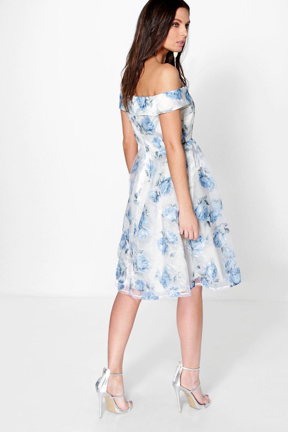 Boohoo off the shoulder best sale skater dress