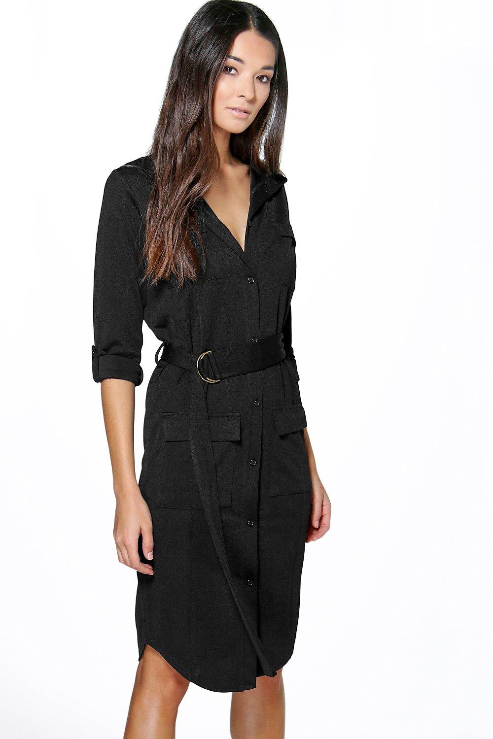 black shirt dress with pockets