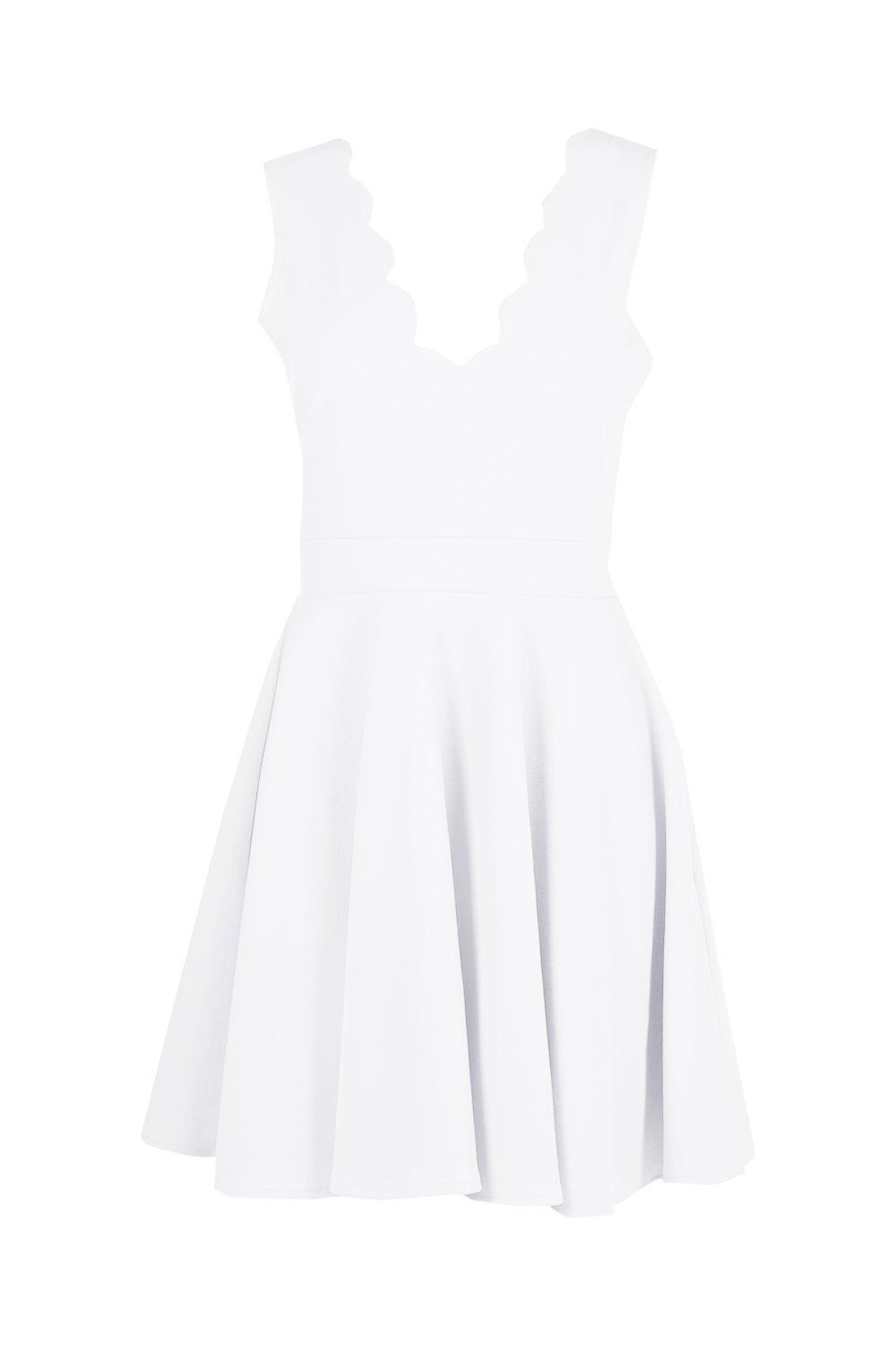 boohoo scallop plunge skater dress