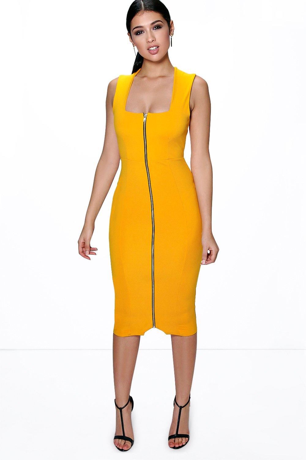 Bodycon dress hot sale with zip front