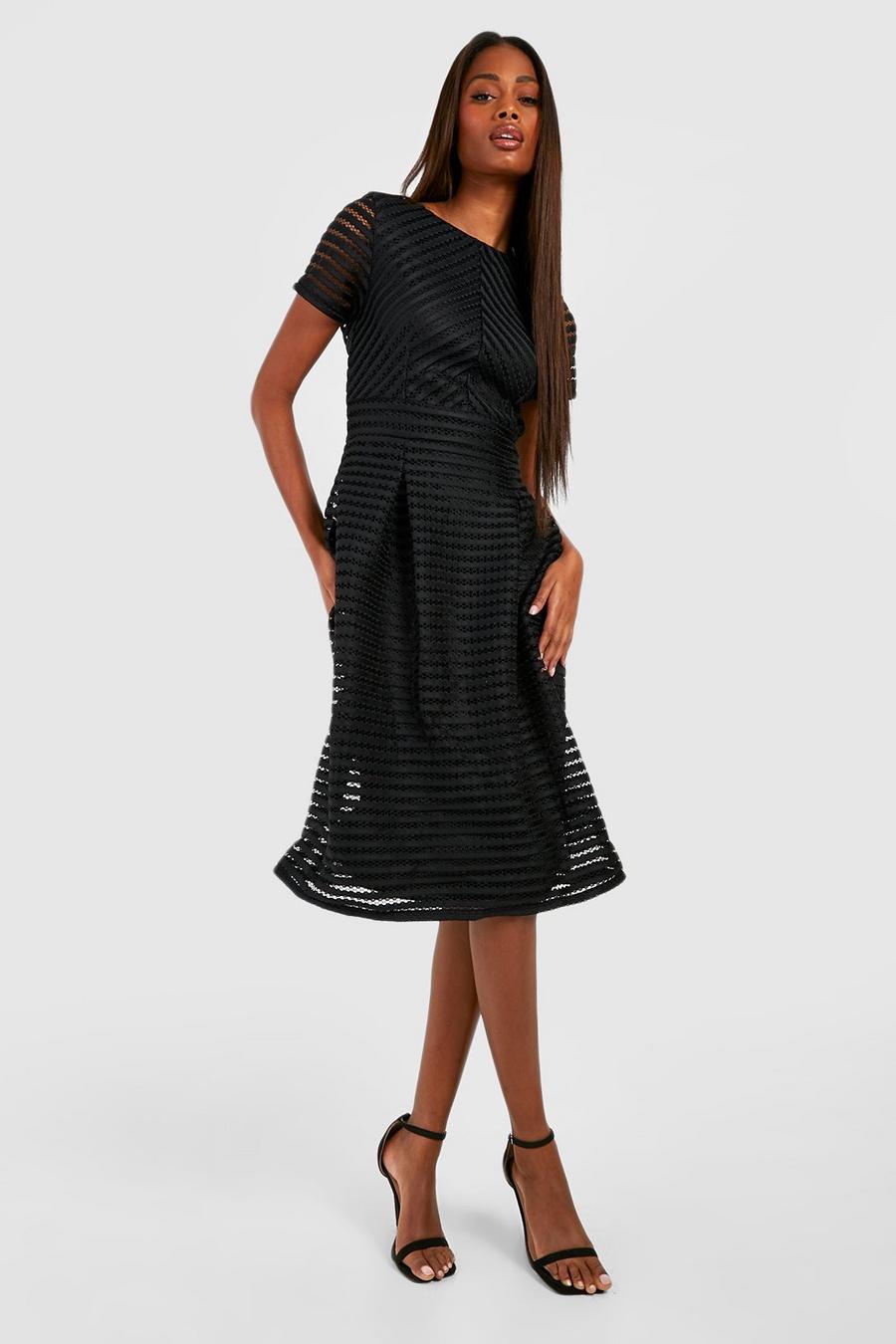 Black Boutique Full Skirted Prom Midi Dress