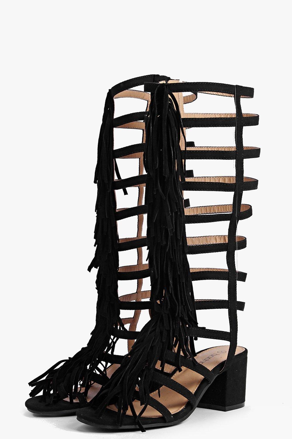 Fringe block heel on sale sandal