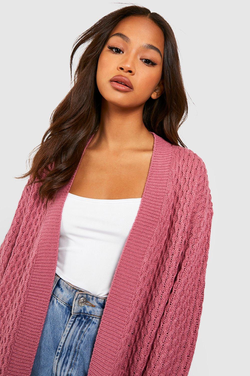 Pink cable sale cardigan