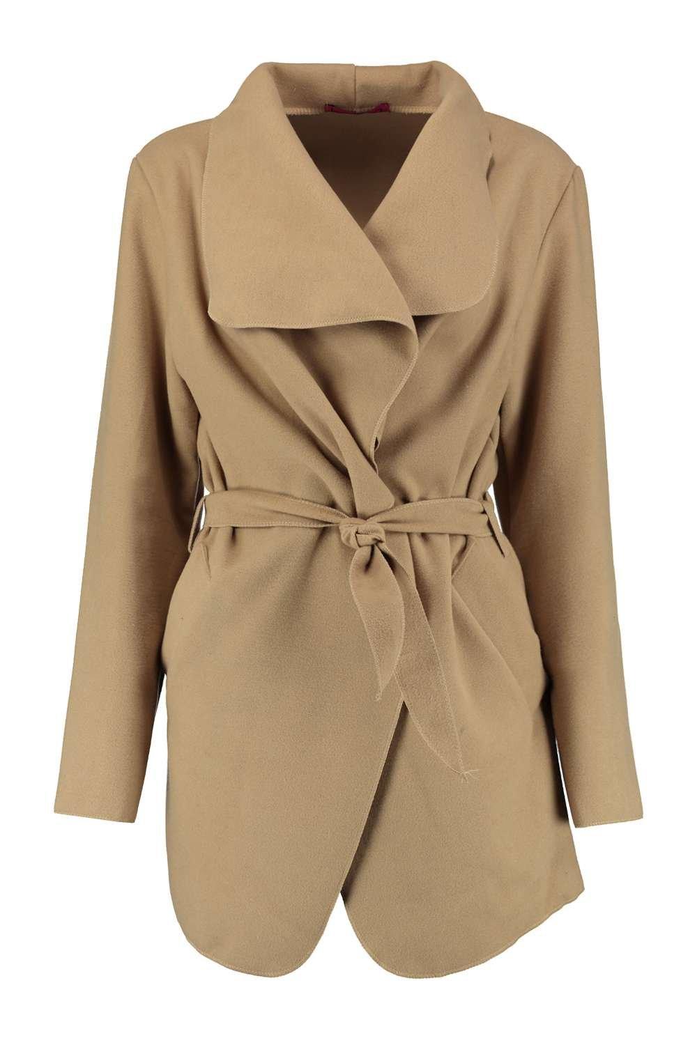 short belted waterfall coat