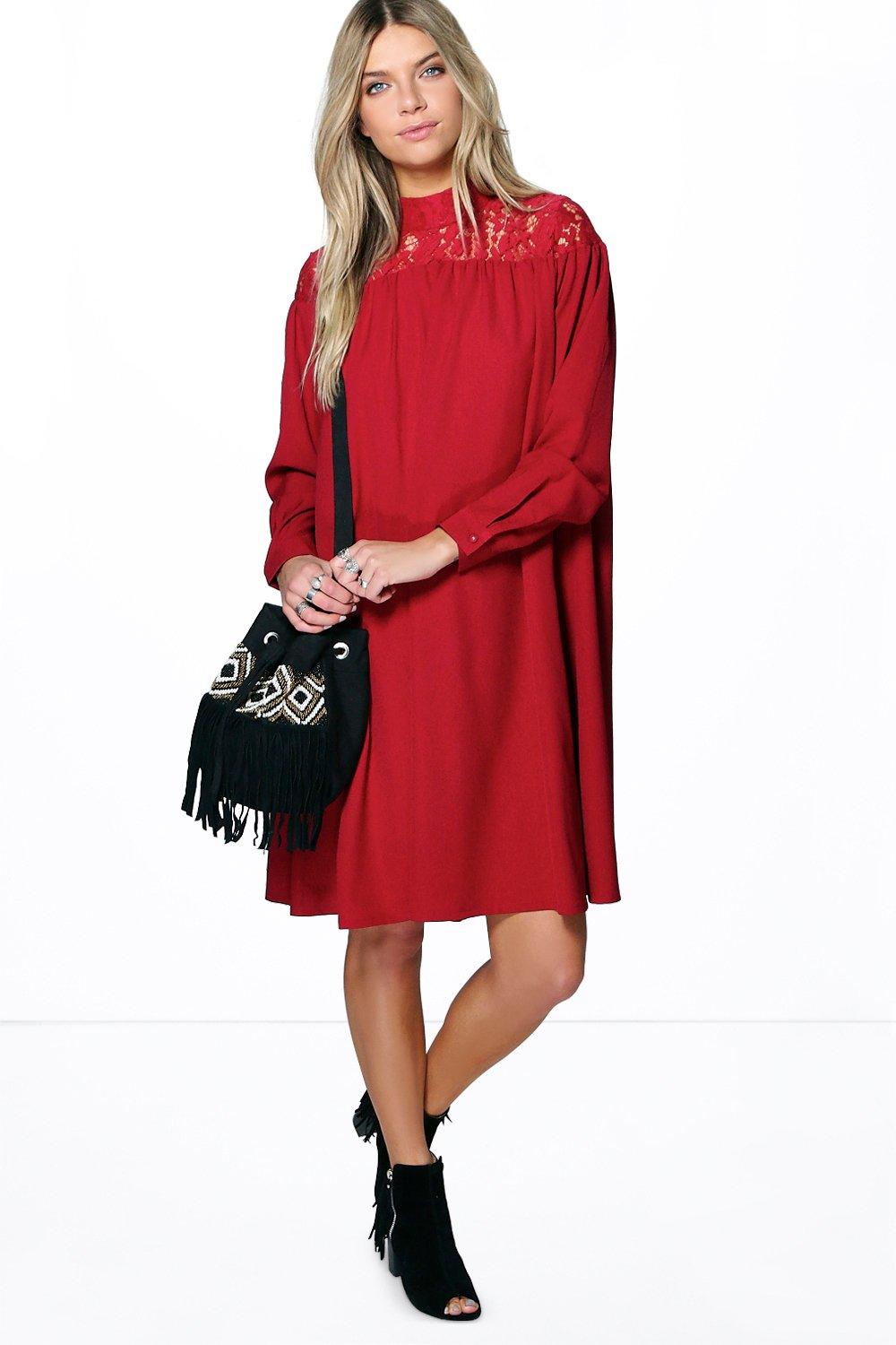 boohoo lace panel dress