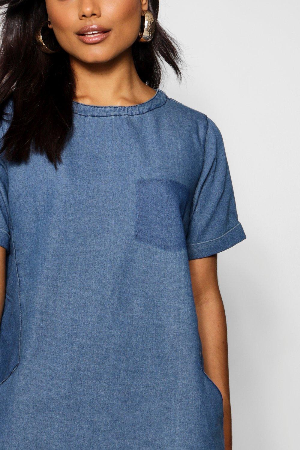 boohoo slouch pocket denim dress