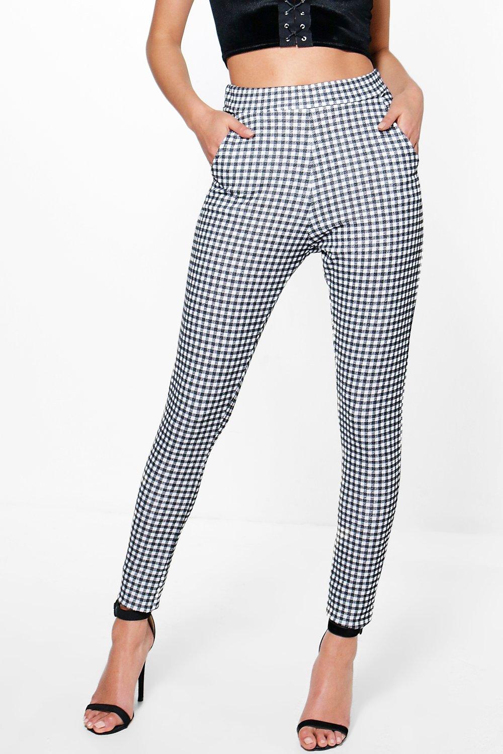 Catarina Monochrome Gingham Skinny Trousers