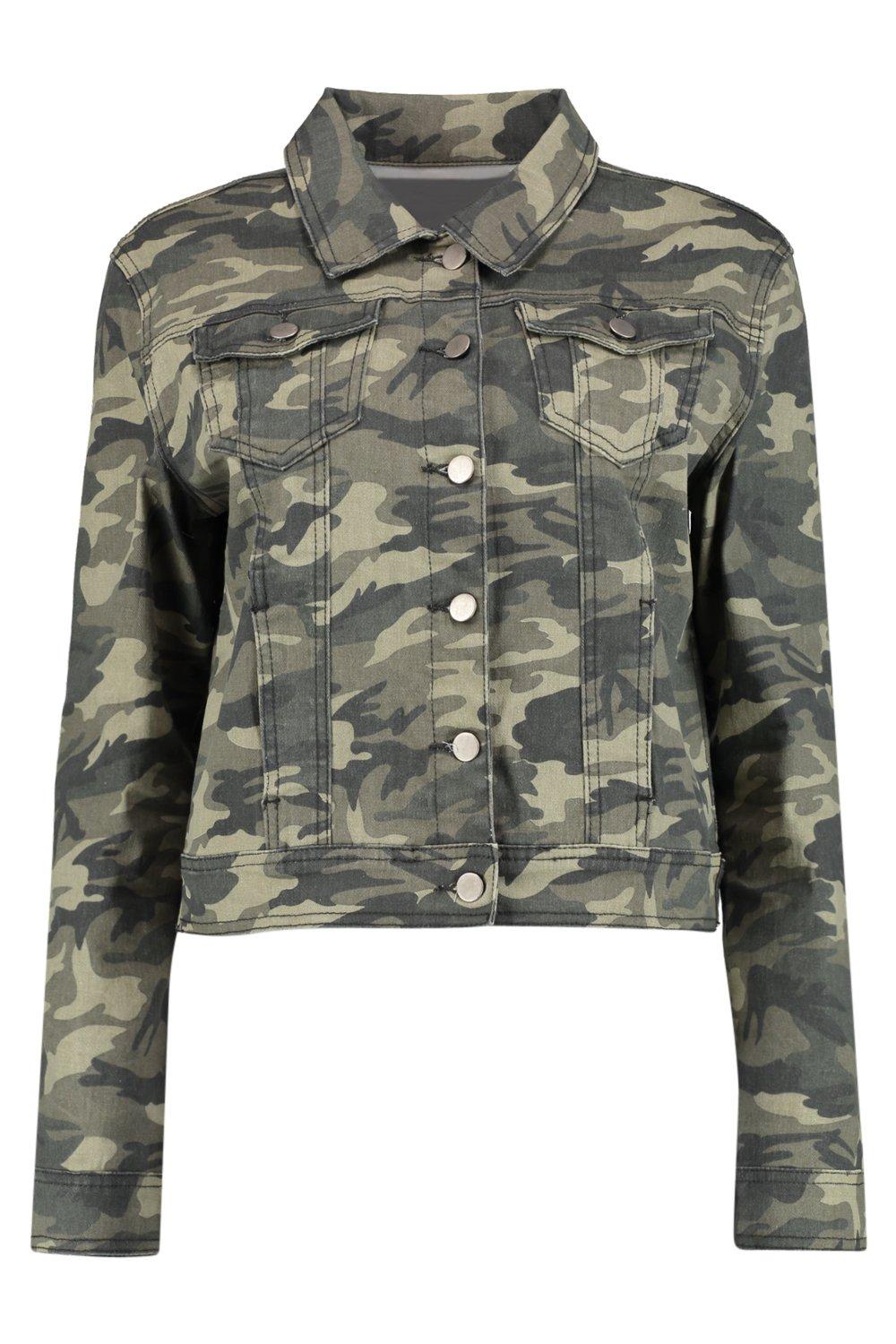 Boohoo camo outlet denim jacket