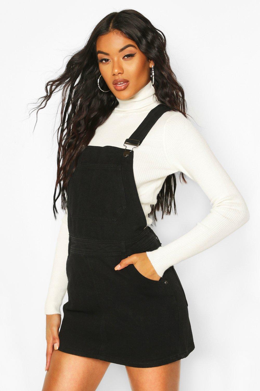 overall dress black denim