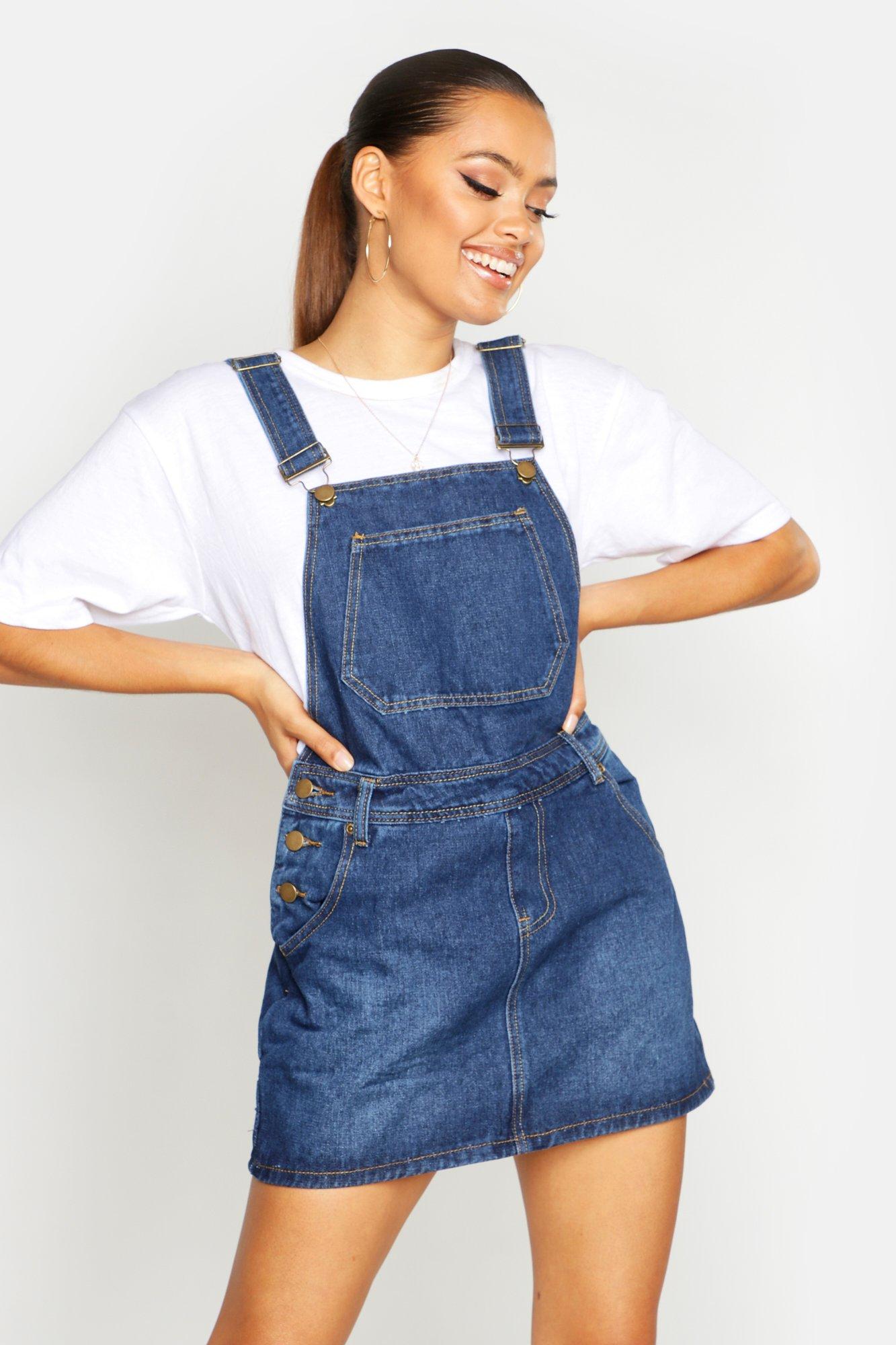 long denim dungaree dress