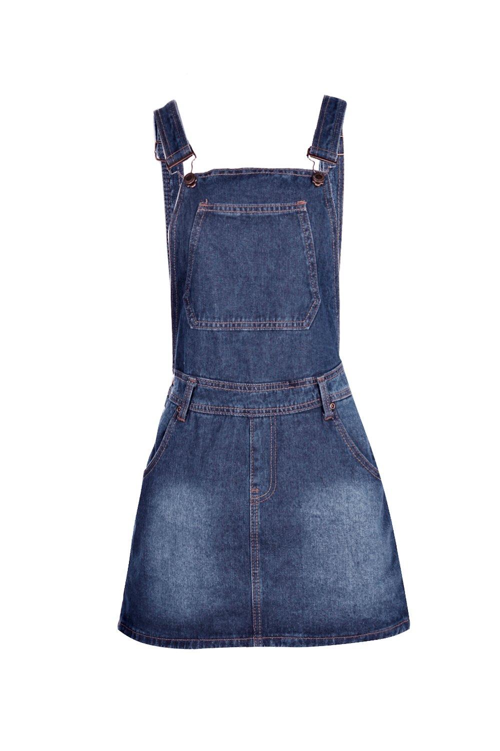 Denim Dungaree Pinafore Dress boohoo UK