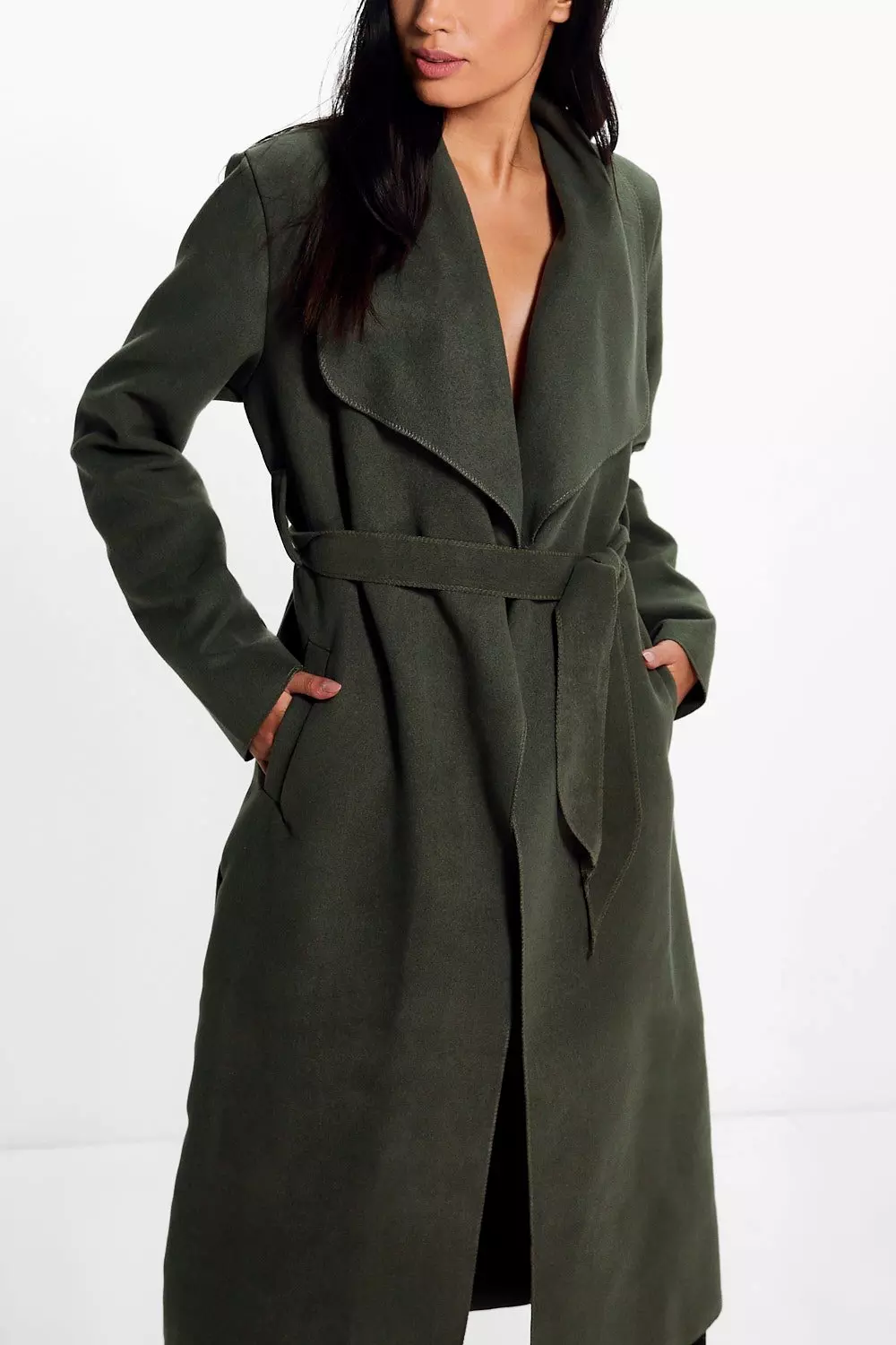 Belted shawl collar coat sale