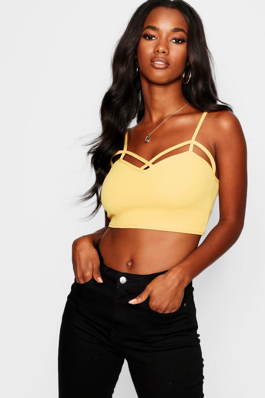 Mustard Strappy Front Bralet image number 1