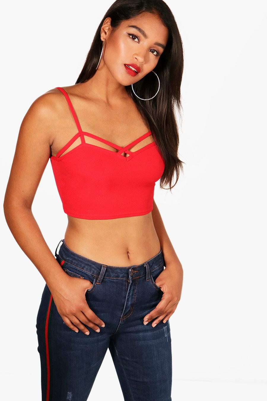 Red Strappy Front Bralet image number 1
