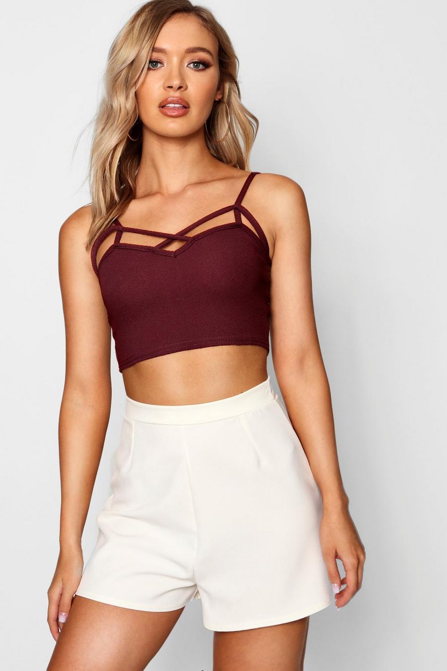 Wine Strappy Front Bralet image number 1