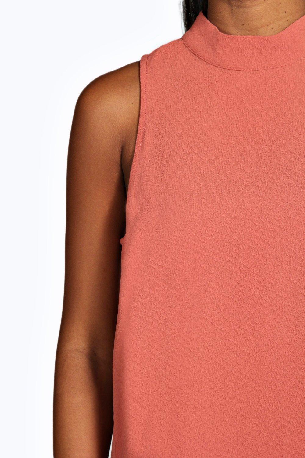 Woven High Neck Swing Top