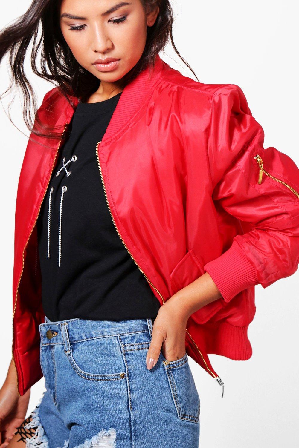 Boohoo red leather on sale jacket