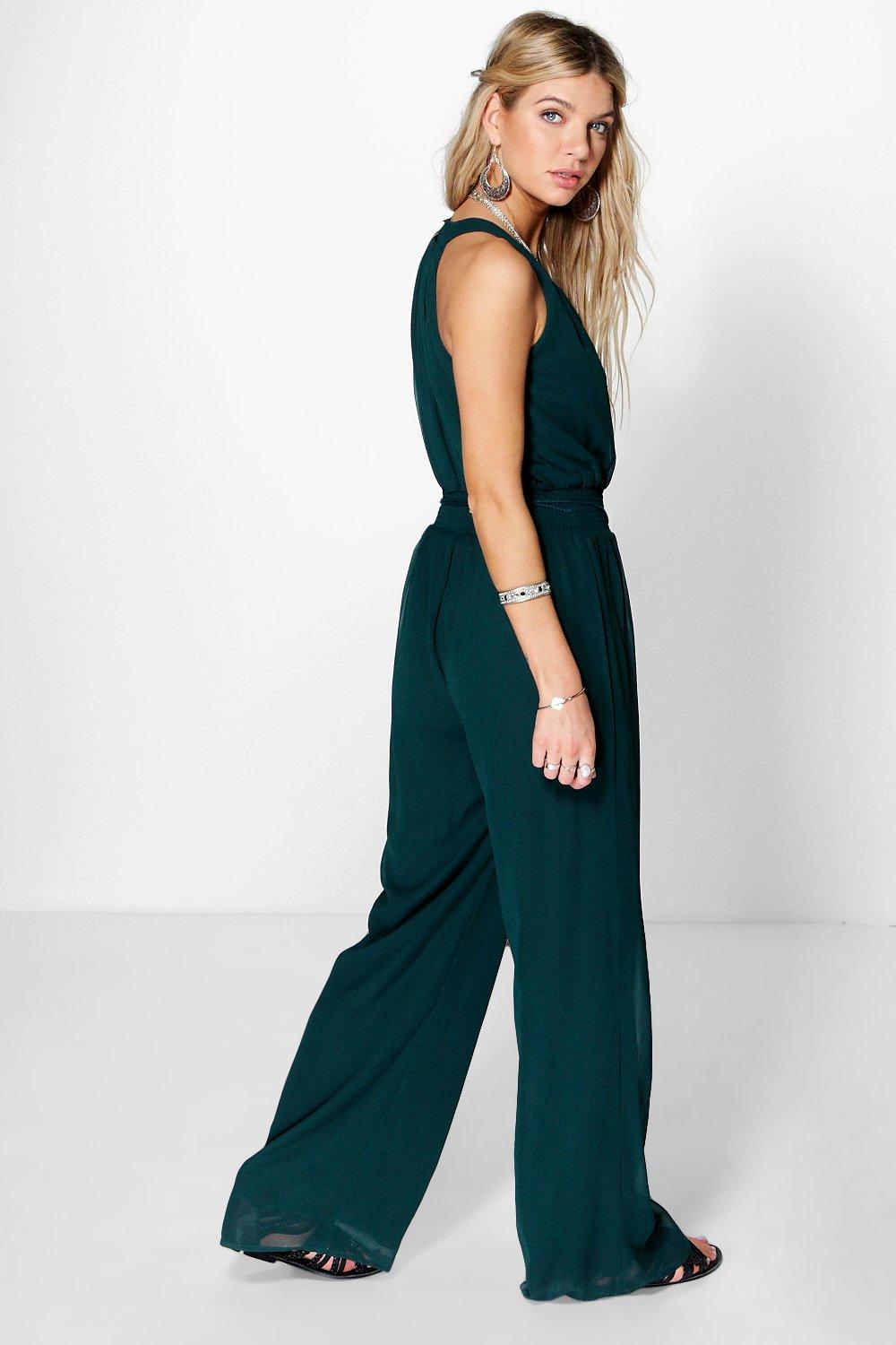 Tanya Tassel Trim Wide Leg Chiffon Jumpsuit boohoo IE