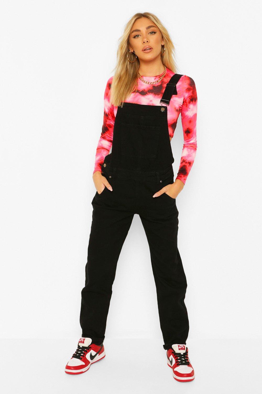 boohoo black overalls