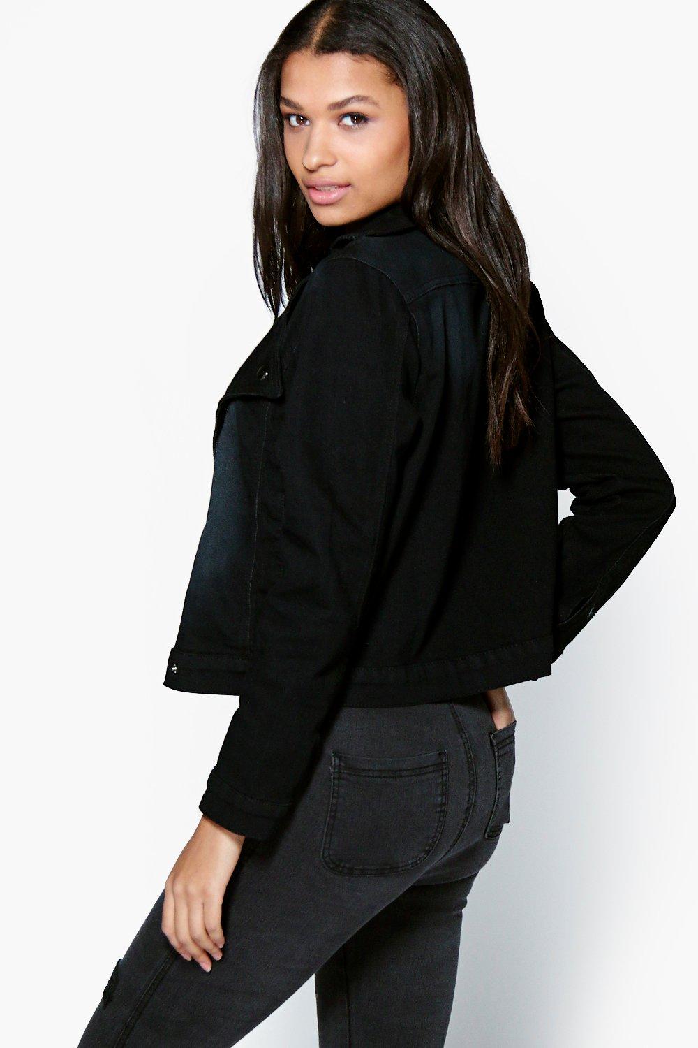 Black denim sales moto jacket