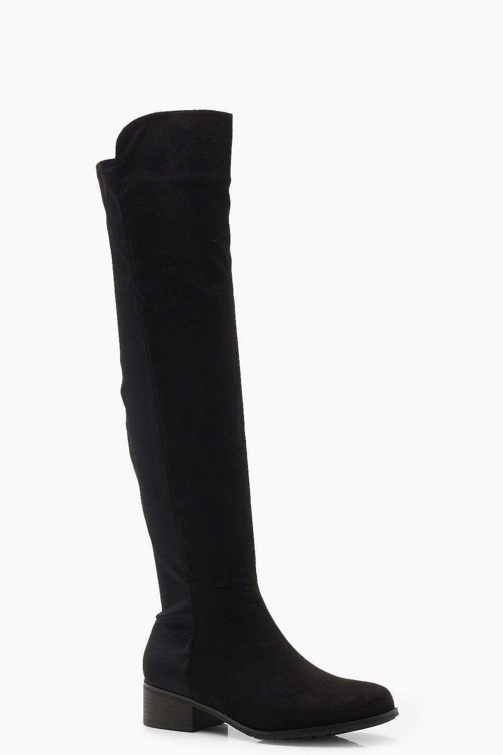 black leather over the knee boots uk