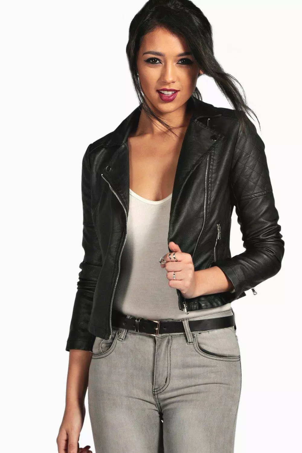 Boohoo womens leather clearance jacket