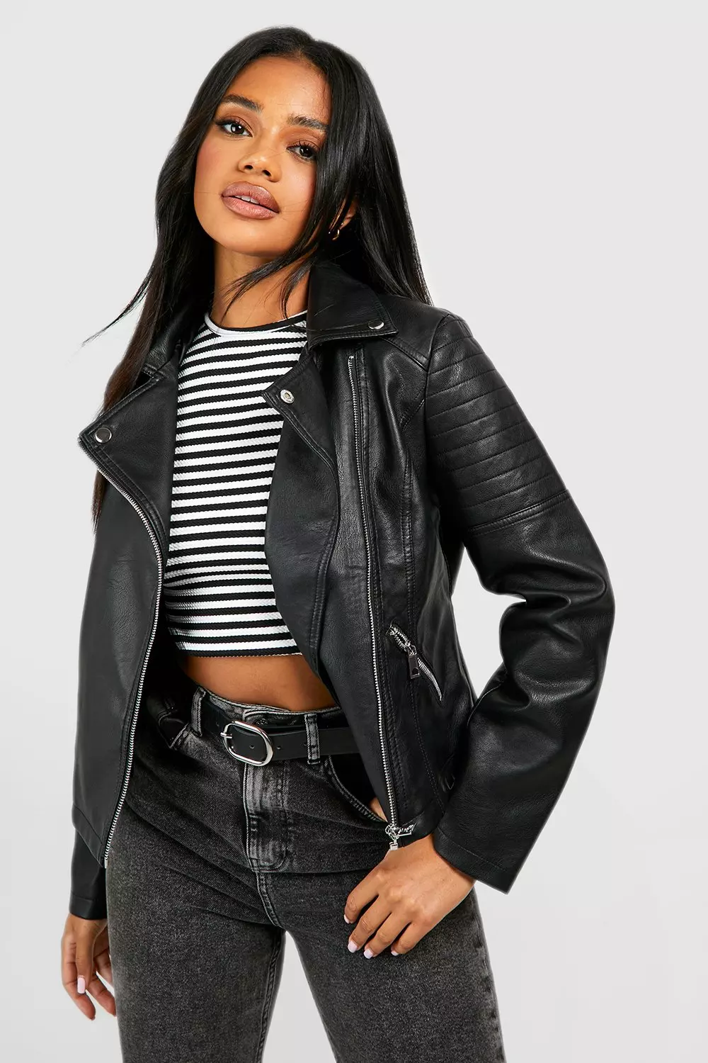 Boohoo womens 2025 leather jacket