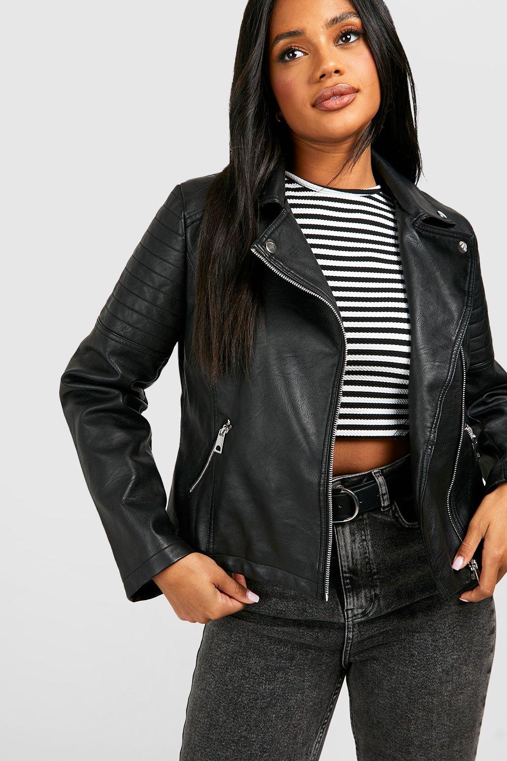 Boohoo Women s Faux Leather Biker Jacket Black