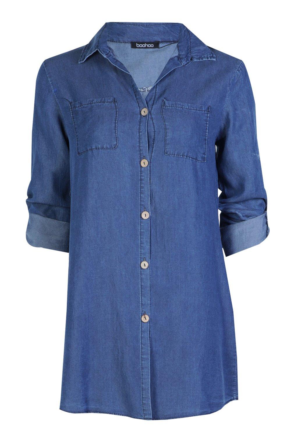 boohoo denim shirt dress