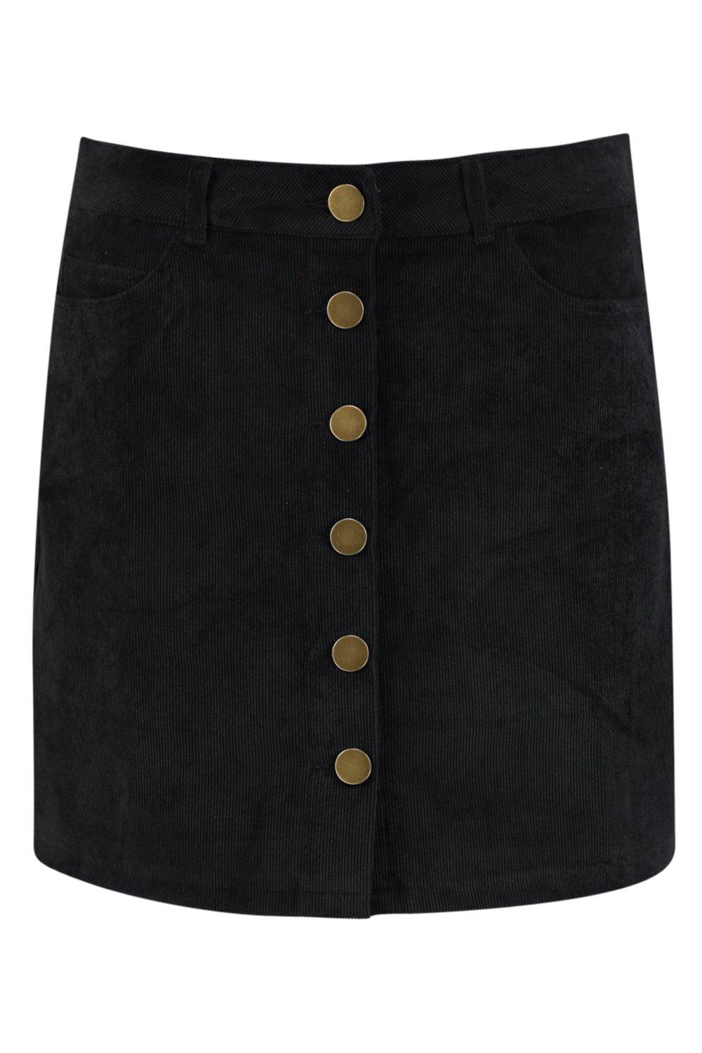 Black cord button up skirt best sale