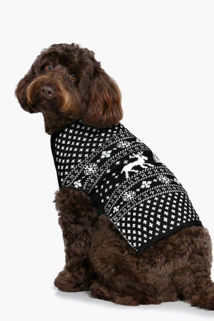 Weihnachtspullover für Hunde mit Norwegermuster, Schwarz image number 1
