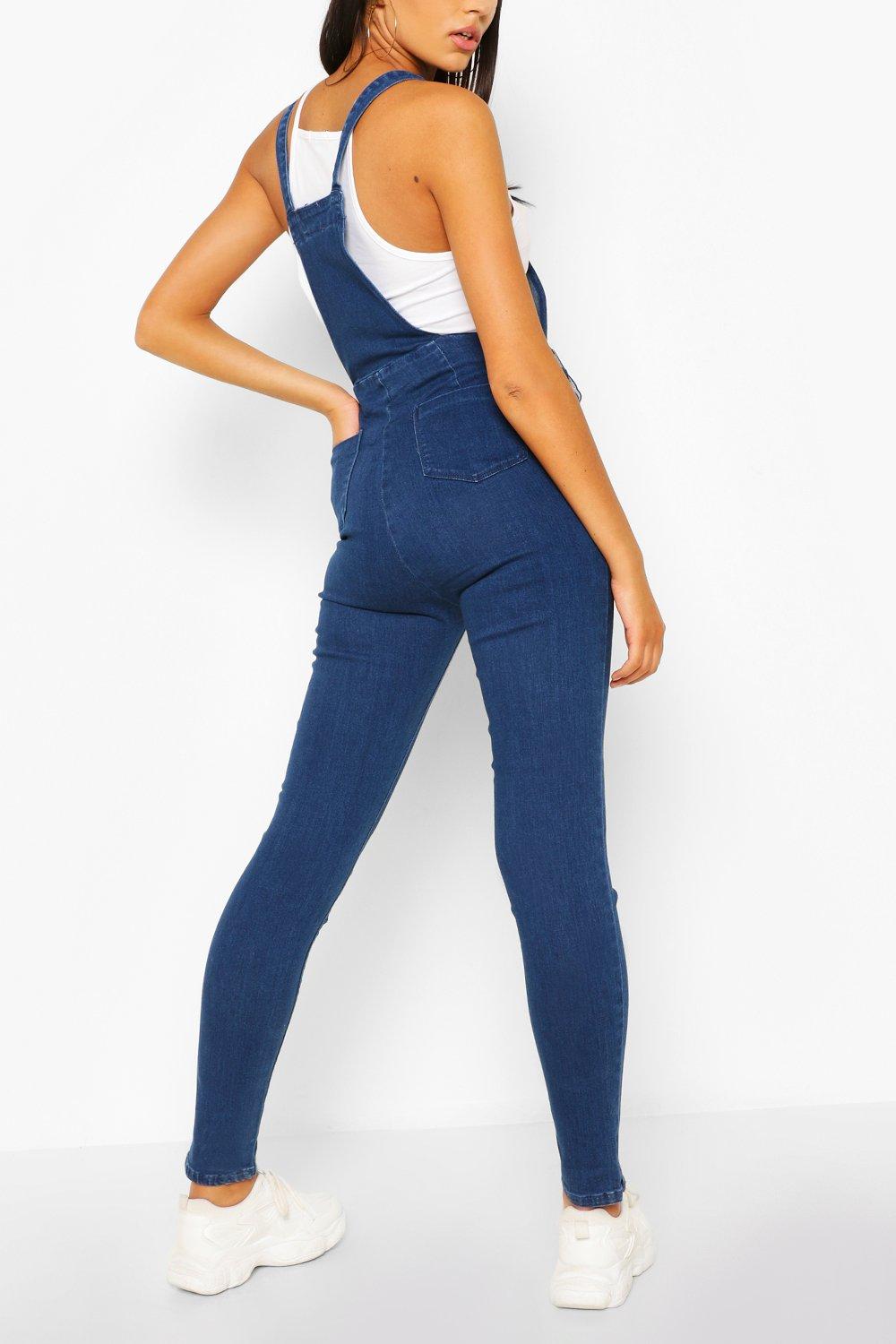 slim fit denim dungarees