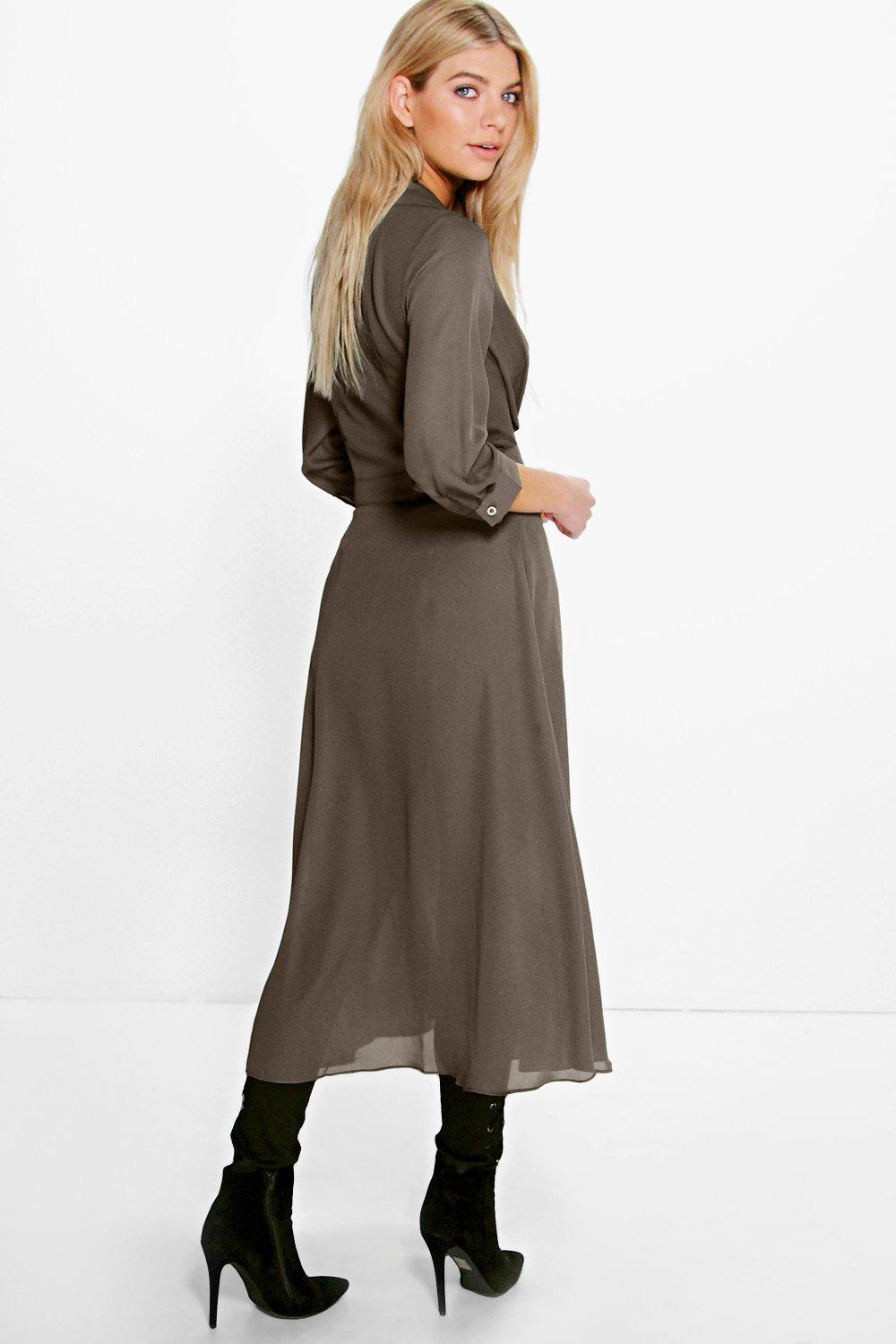 Plunge neck 2025 split maxi shirt