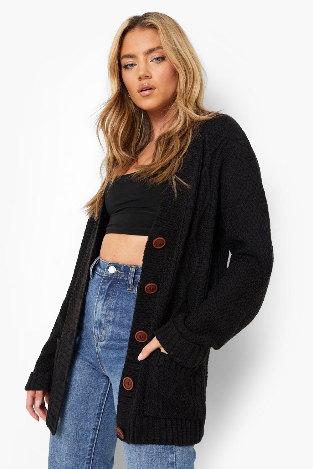 Boohoo cable shop knit boyfriend cardigan