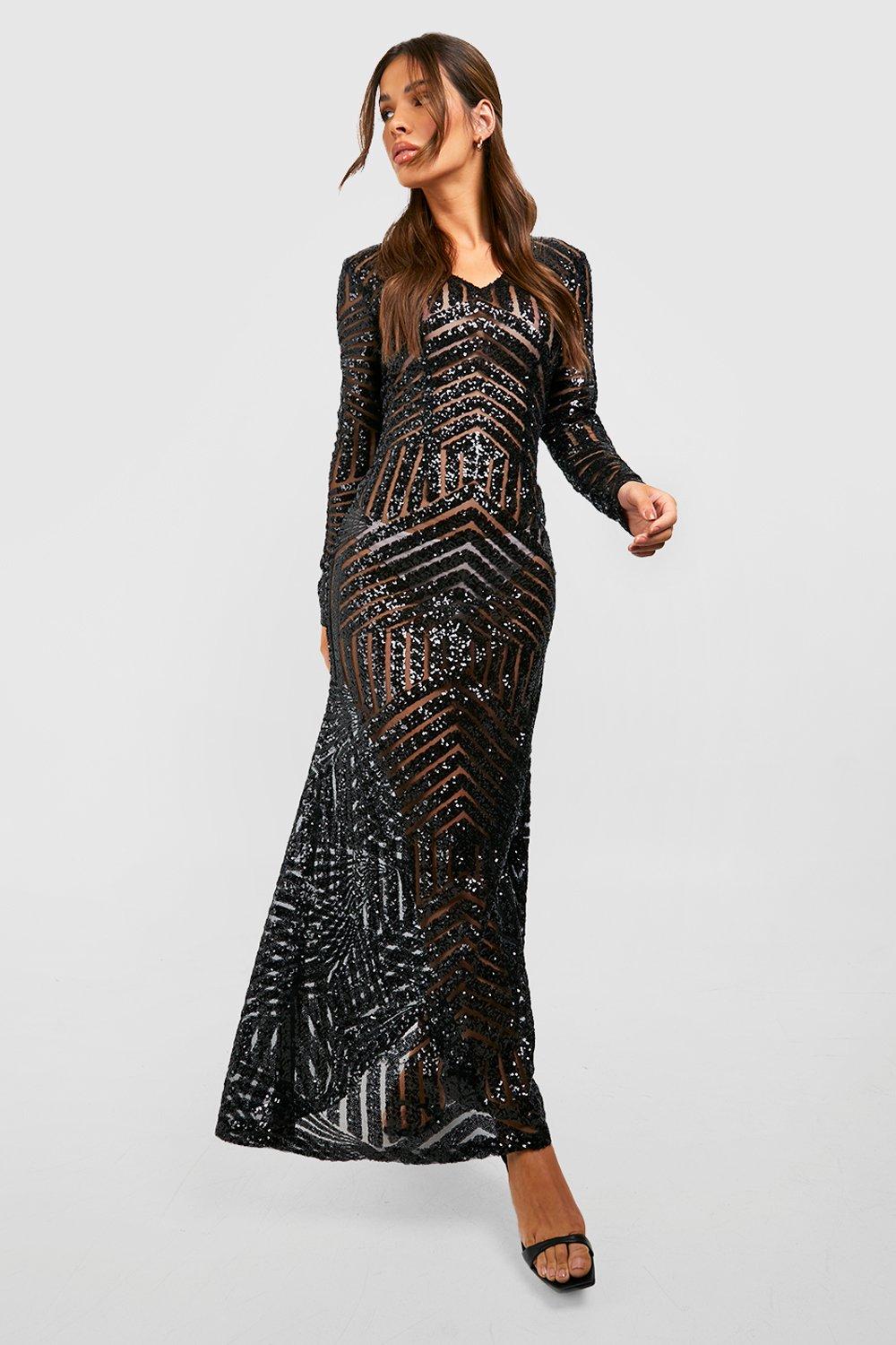 boohoo black sequin dress