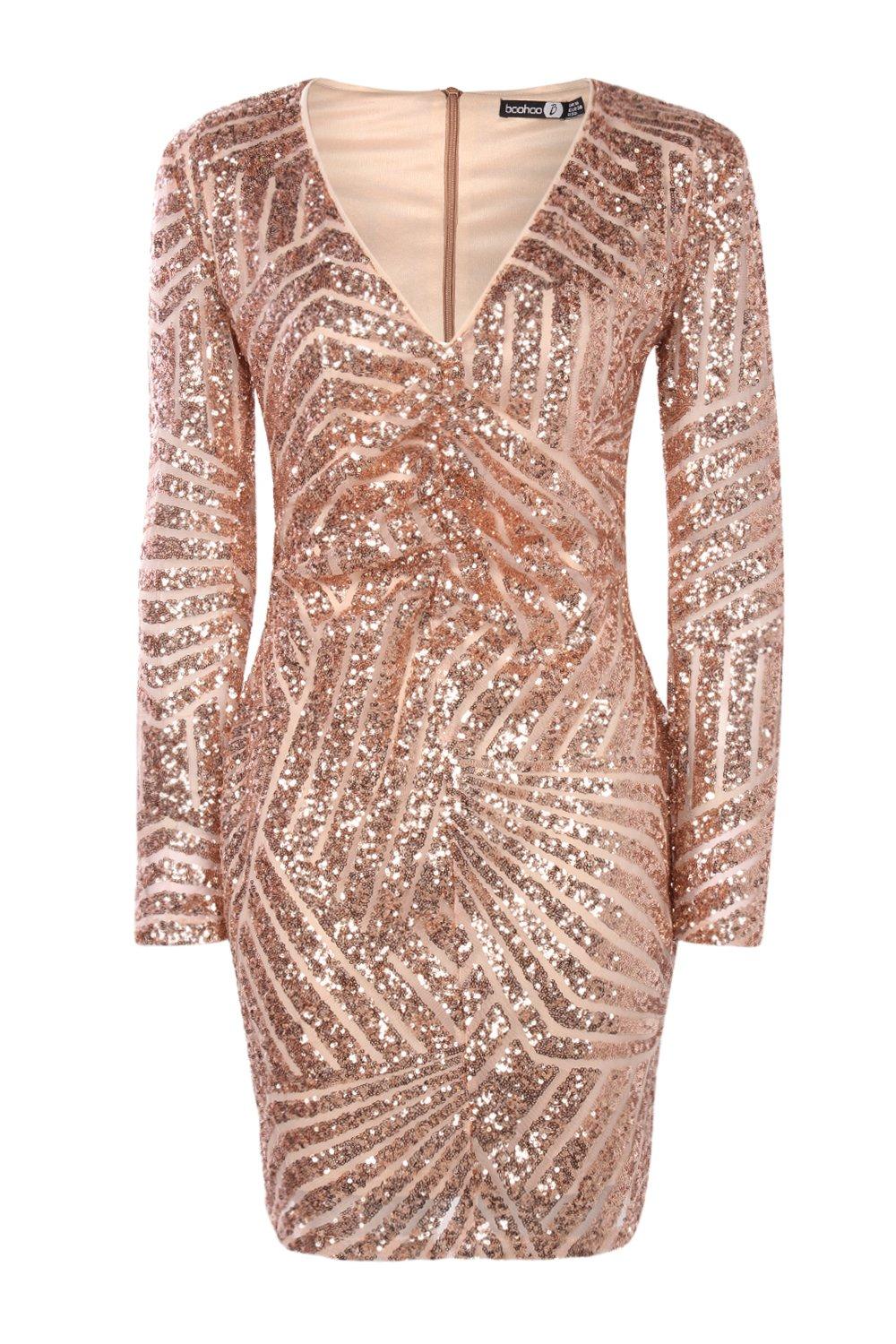 boutique sequin panelled bodycon dress