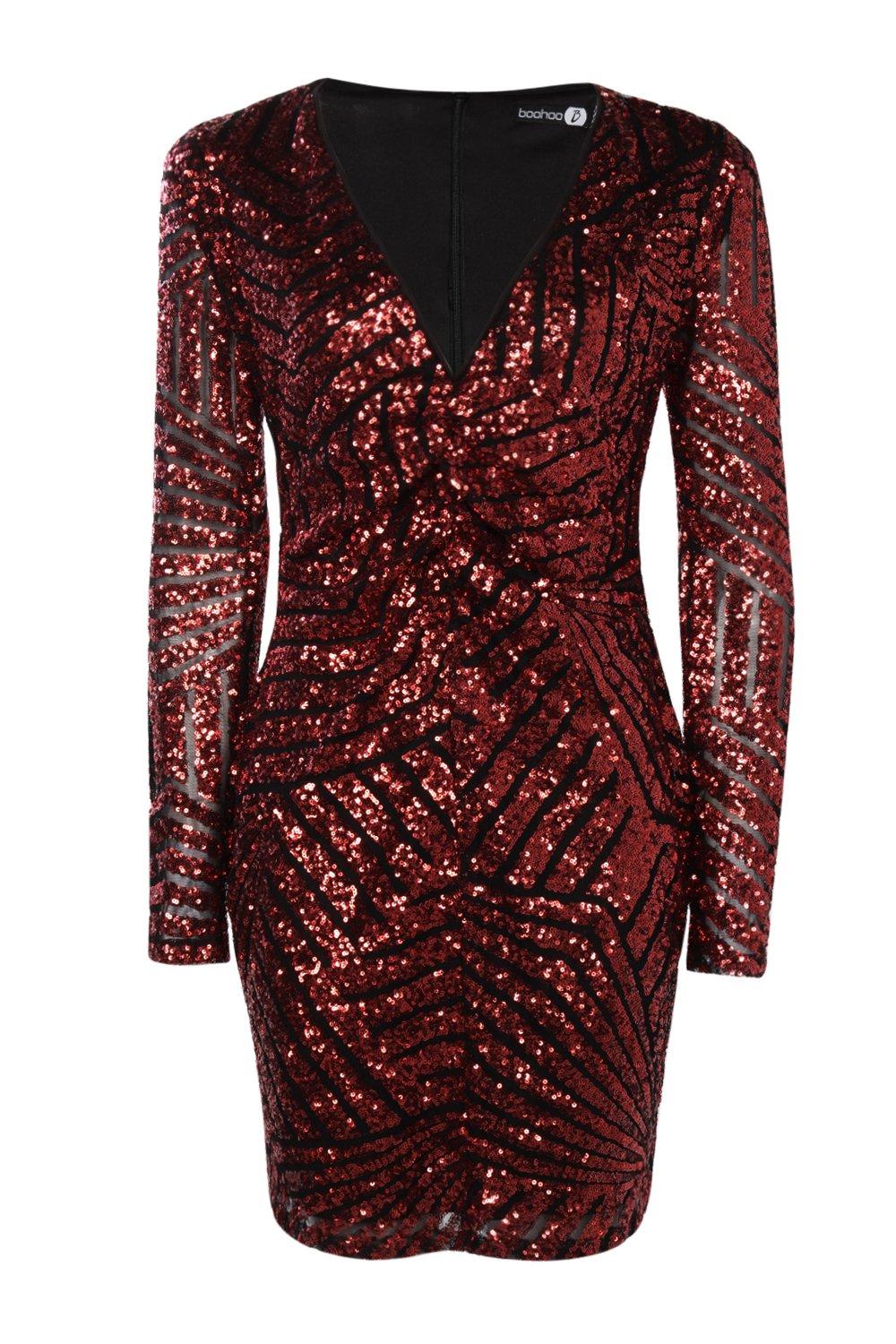 Boutique sequin shop panelled bodycon dress