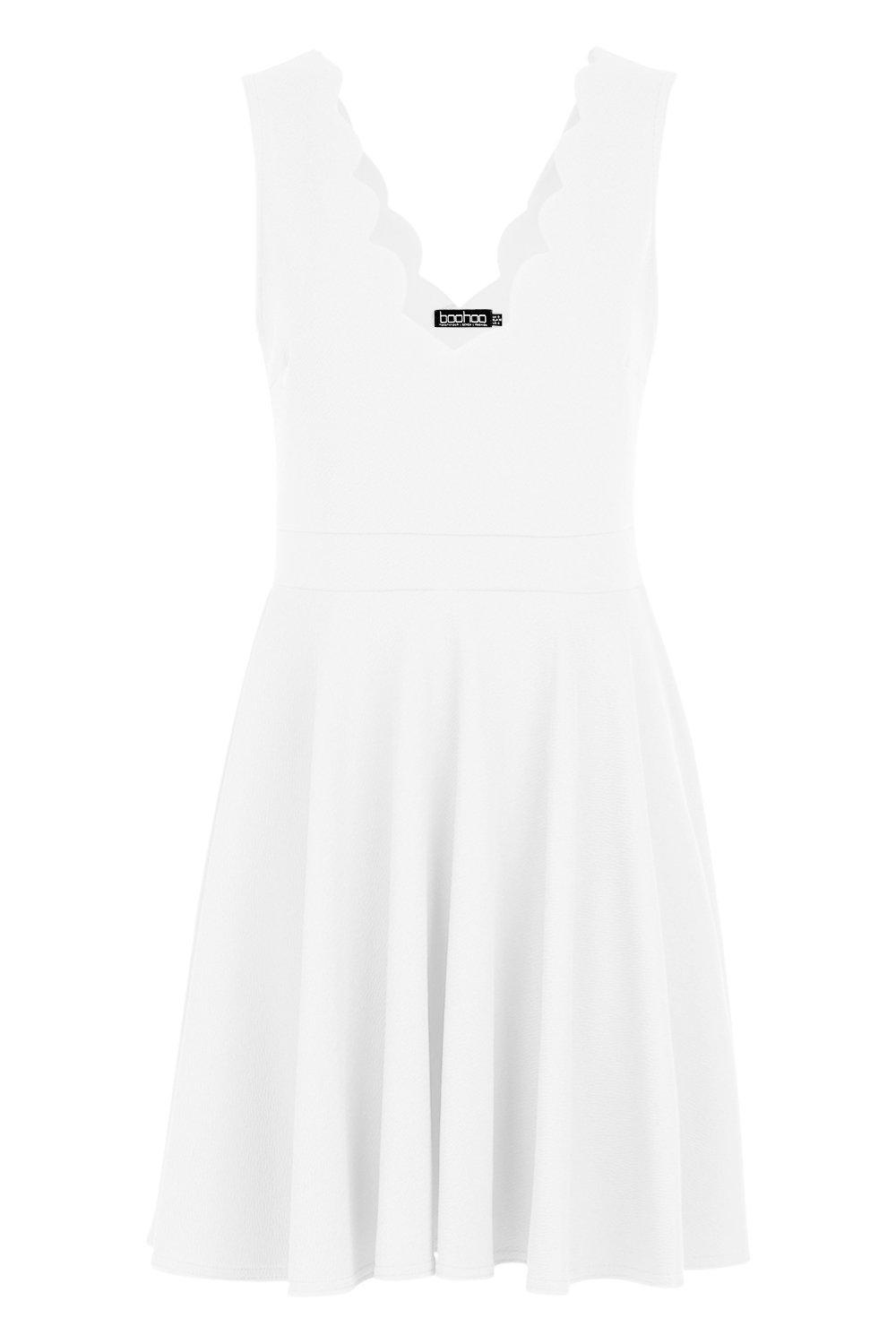 Boohoo white skater dress best sale