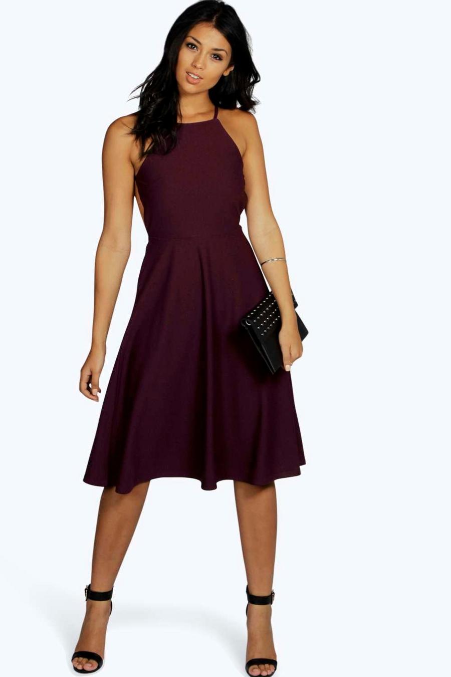 Plum Mary Strappy Backless Midi Skater Dress image number 1