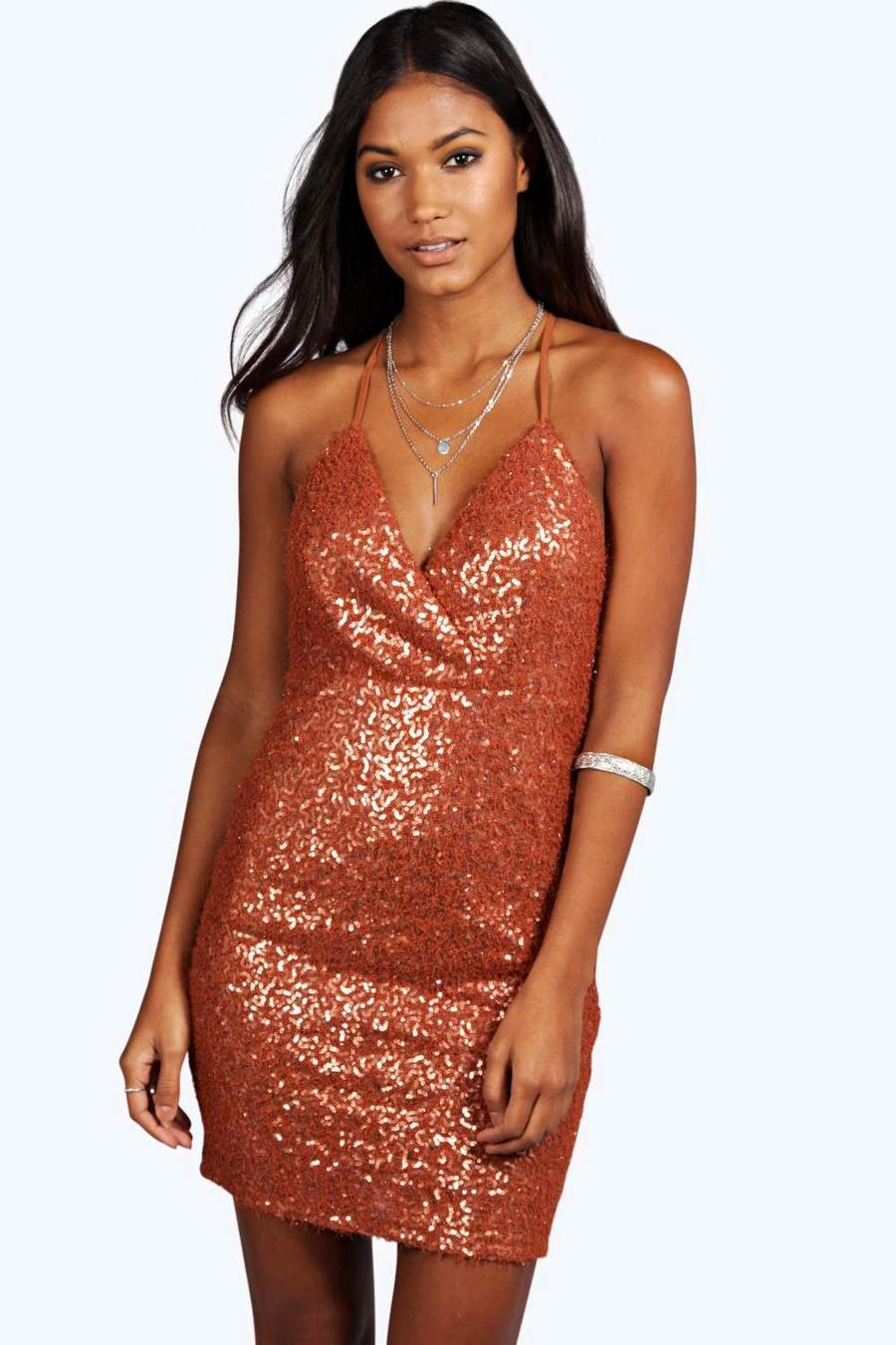 Rust Boutique Kaya Fluffy Sequin Bodycon Dress image number 1