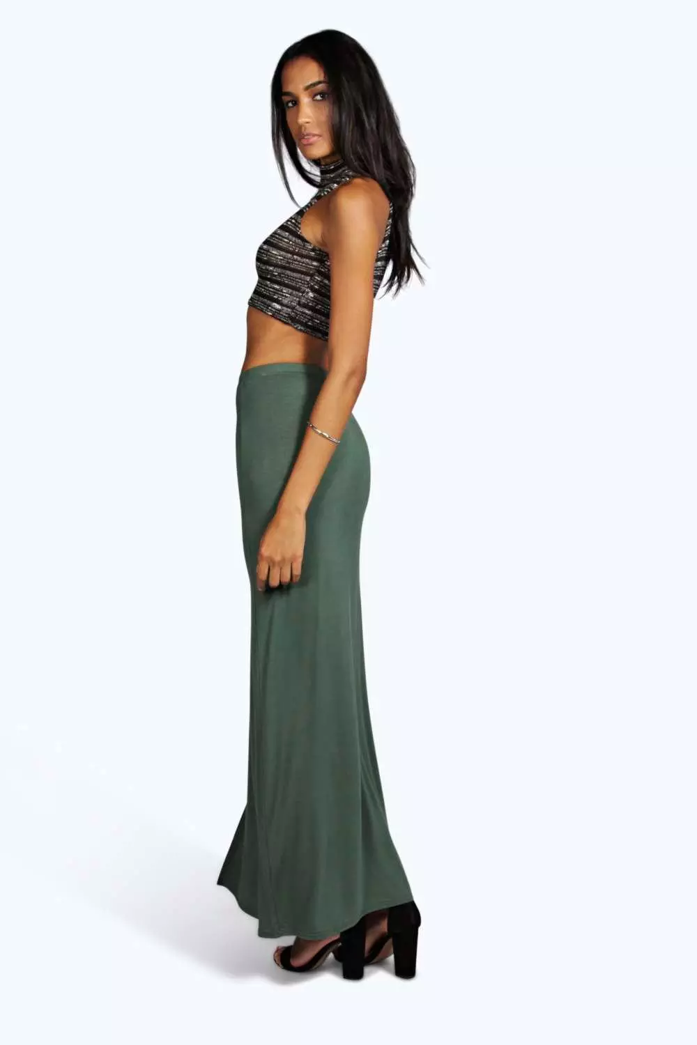 Khaki Tall Micha Basic Side Split Maxi Skirt alternative image